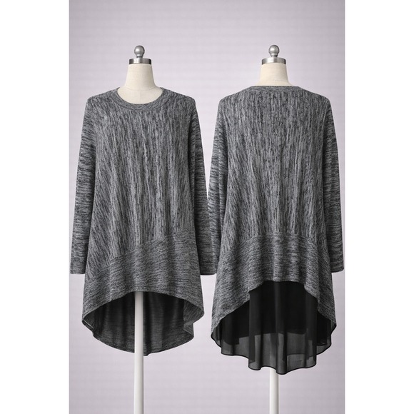 P. Luca Milano Tops - P. Luca Milano Lagenlook Layered Asymmetrical Sharkbite Tunic Sweater L/XL